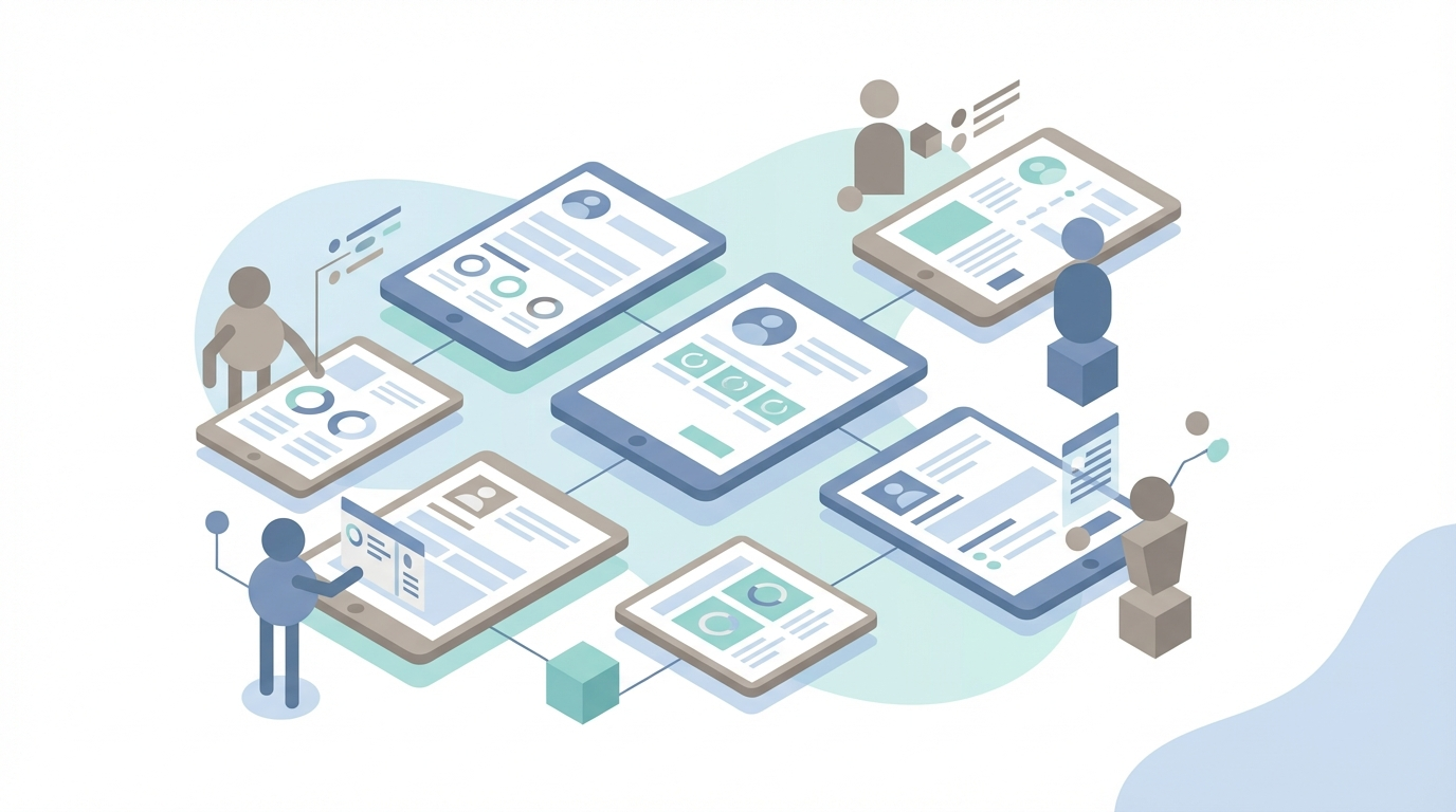 Healthcare facility with AI interface showing patient intake workflow