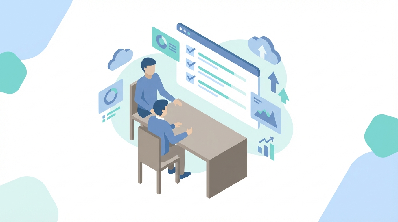 Isometric illustration of a marketing team analyzing platform performance data on multiple screens