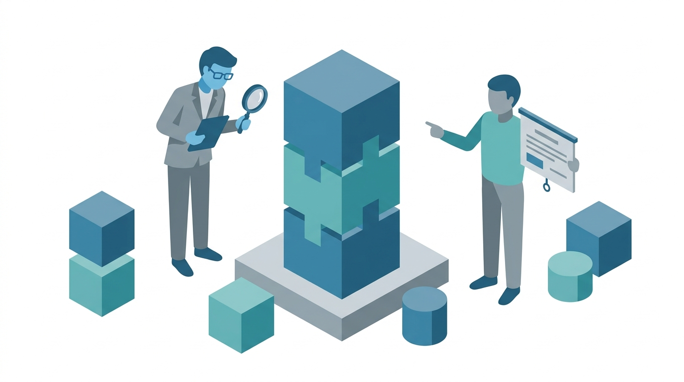 editor reviewing stacked content blocks for accuracy