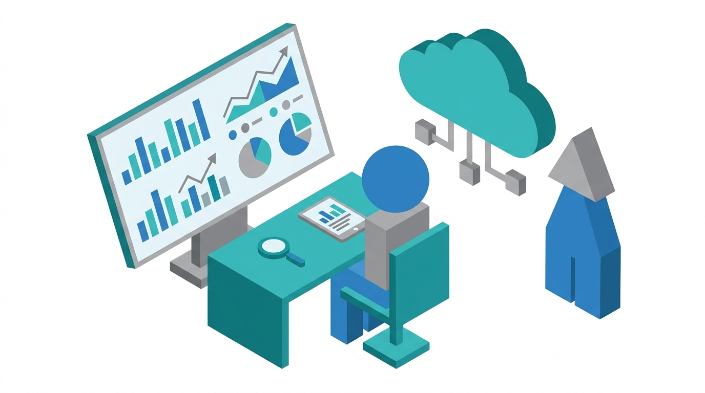 Marketer reviewing AI search changes across dashboards