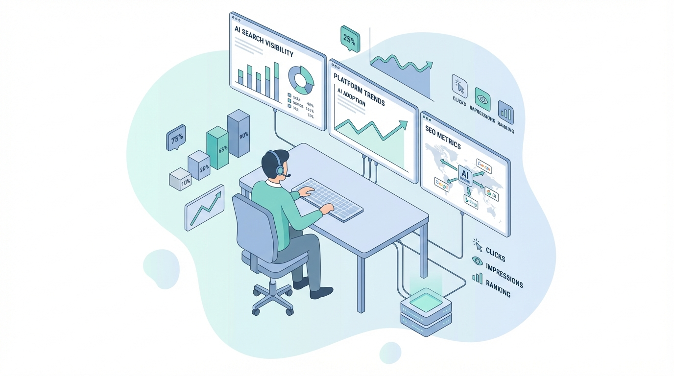 Marketer tracking AI visibility across multiple search platforms