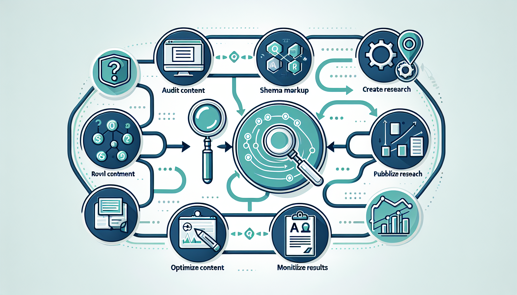 AI search optimization workflow showing step-by-step implementation process