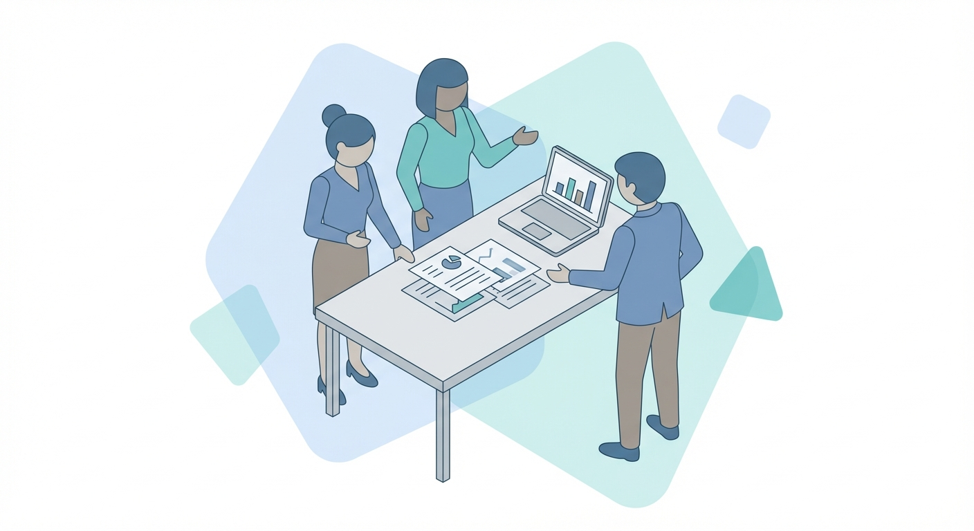 Agency team reviewing analytics and AI visibility reports together