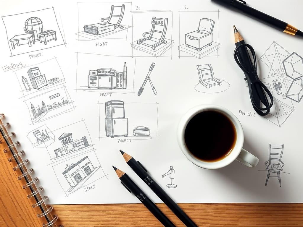 Storyboard sketches for short-form video planning