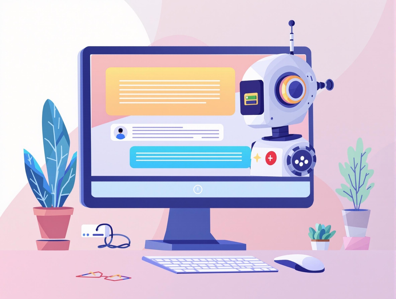 illustration of chatbot in a monitor