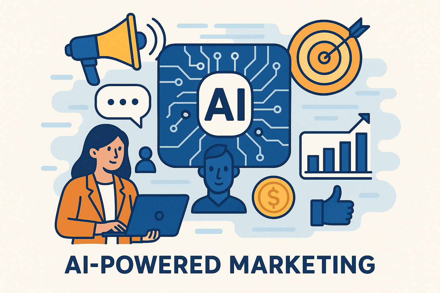 illustration showing ai powered marketing